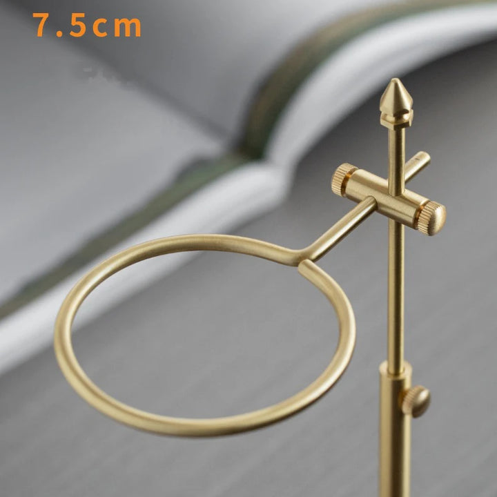 Adjustable Solid Wood Coffee Drip Stand – Brass Holder