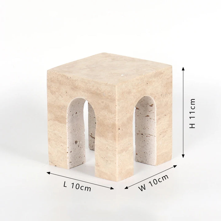 Minimalist Travertine Stone Sculpture – Luxury Natural Marble Ornament for Coffee Table, Shelf, Entryway, or Living Room Decor
