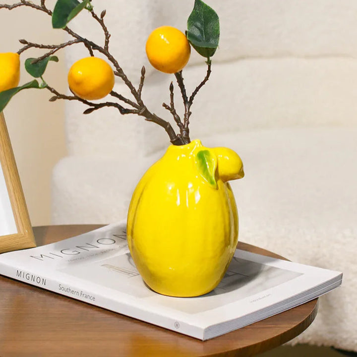 Creative Lemon Ceramic Vase – Modern Fruit Decor