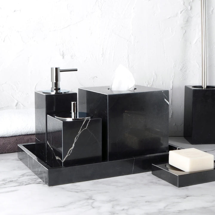 Black Nero Marquina Marble Bathroom Set – Luxury Accessories