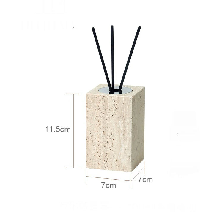 Beige Travertine Marble Bathroom Set – 9-Piece Natural Stone Accessories with Soap Dispenser, Diffuser, Tray & More