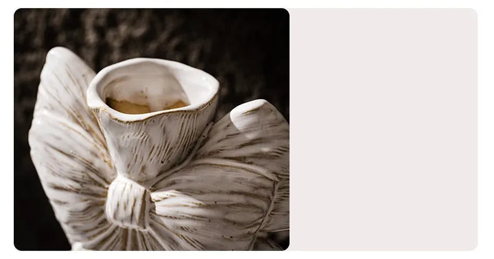 Nordic Bow Ceramic Vase – Retro Minimalist Centerpiece