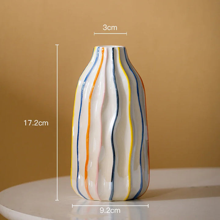 Colorful Stripe Ceramic Vase – Modern Centerpiece Home Decor