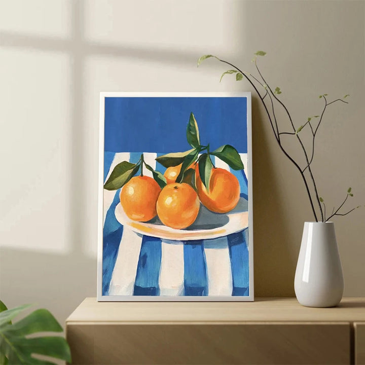 Retro Kitchen Canvas Wall Art – Citrus, Pasta & Pickles Jar Food Poster Print | Vintage Still Life Home Decoration