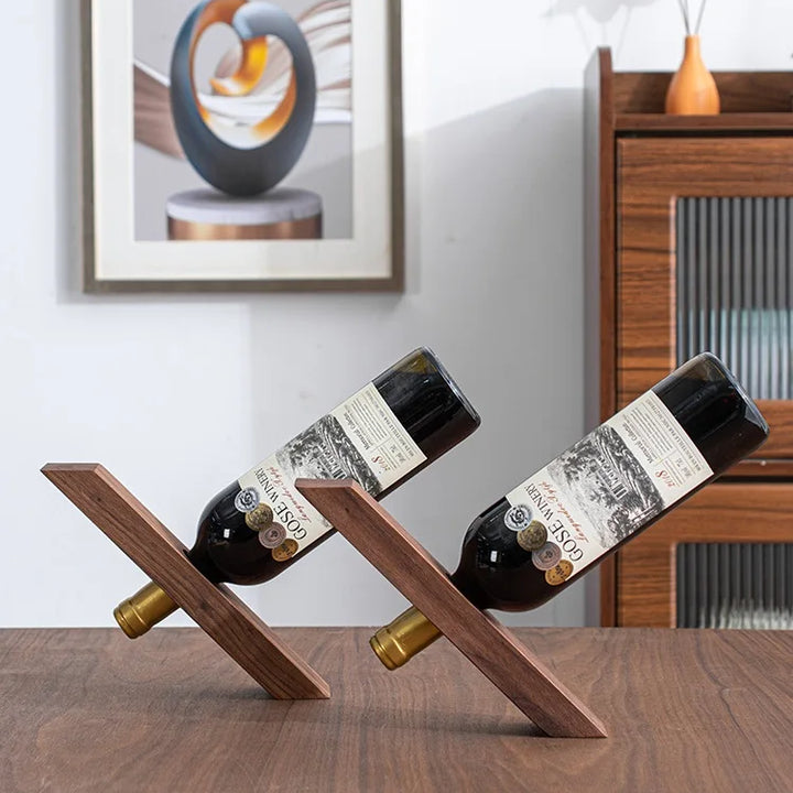 Wooden Slanted Wine Rack – Modern Minimalist Bottle Stand