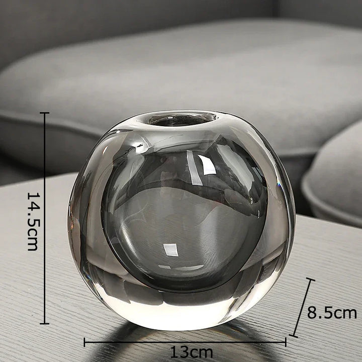 Gradient Glass Vase – Transparent Round Flower Pot Decor