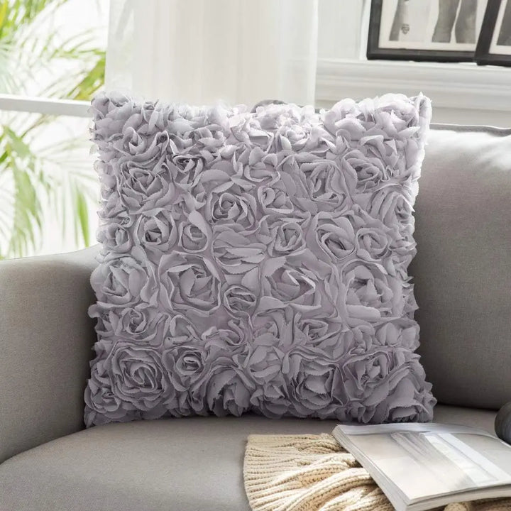 Rose Embroidered Pillow Cover – Decorative Cushion