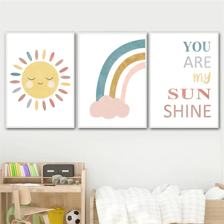 You Are My Sunshine Rainbow Nursery Canvas Wall Art