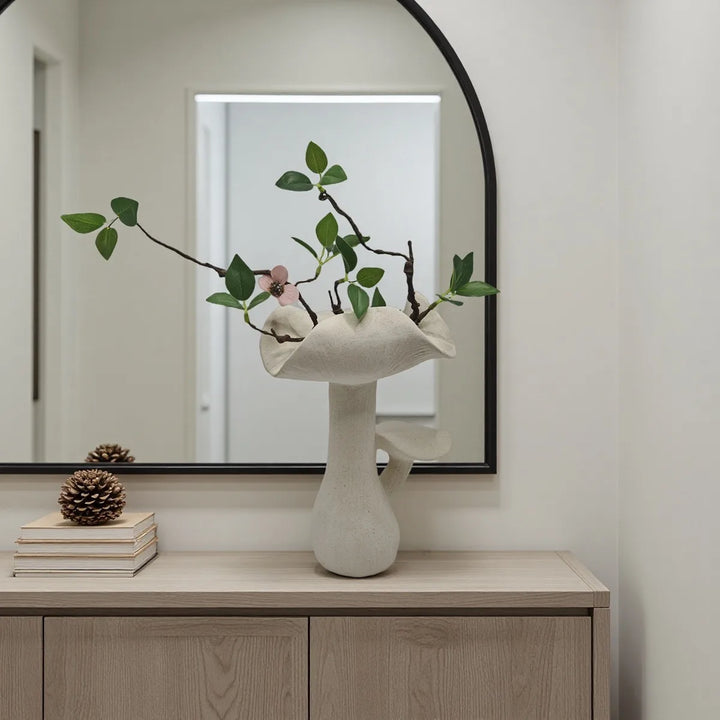 Modern Ceramic Mushroom Vase – Whimsical Tabletop Flower Decor