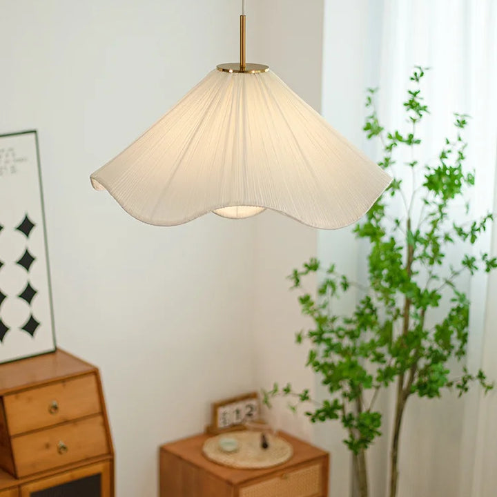 Nordic Fabric LED Chandelier – Modern White Pendant Light