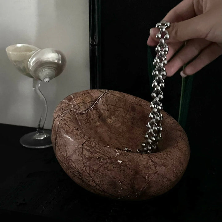 Brown Marble Bird’s Nest Bowl for Decor & Storage