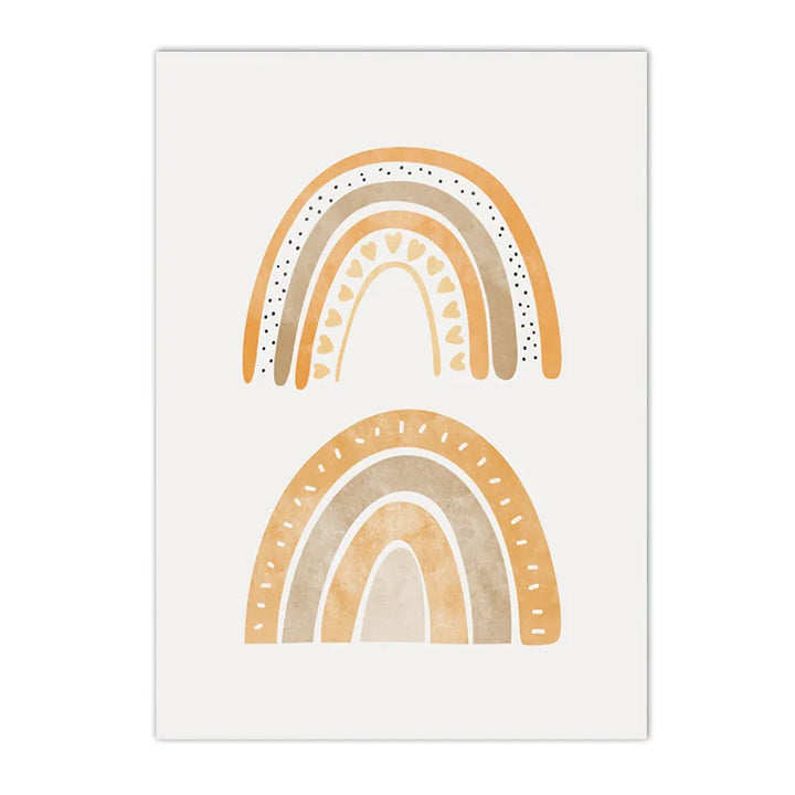 Boho Rainbow & Sun Canvas Wall Art – “You Are My Sunshine” Abstract Nursery Prints for Baby & Kids Room Decor