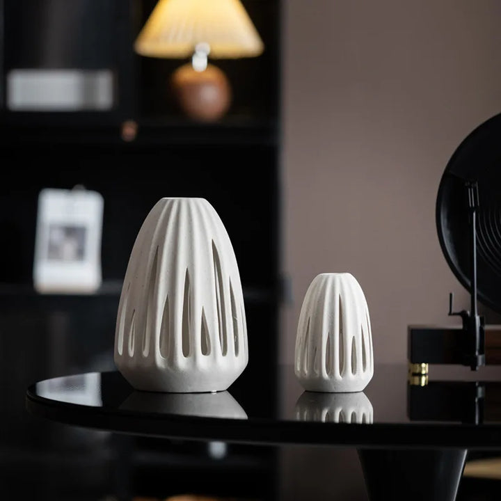 Nordic Ceramic Hollow Vase – Modern Centerpiece for Home & Office