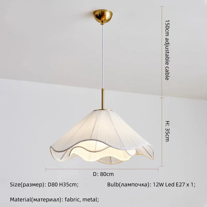 Nordic Fabric LED Chandelier – Modern White Pendant Light