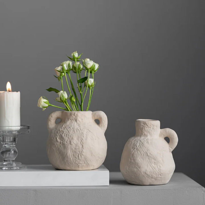 Mini Ceramic Bud Vase – Stone-Look Small Flower Pot Decor