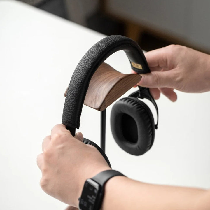 Black Walnut Wooden Headphone Stand – Minimal Desk Rack