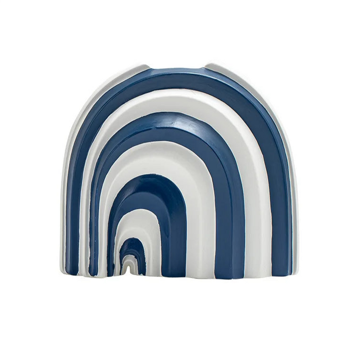 Blue and White Striped Ceramic Vase – Modern Decor