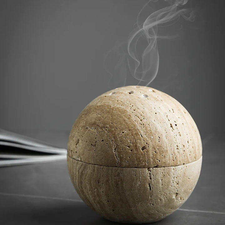 Beige Travertine 9-Hole Sphere Incense Burner