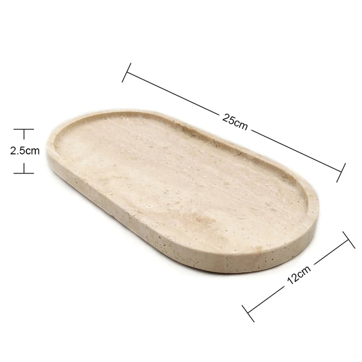 Natural Travertine Marble Tray – Elegant Stone Organizer for Bathroom, Vanity, Jewelry, Perfume & Decor | Handmade Luxury Gift