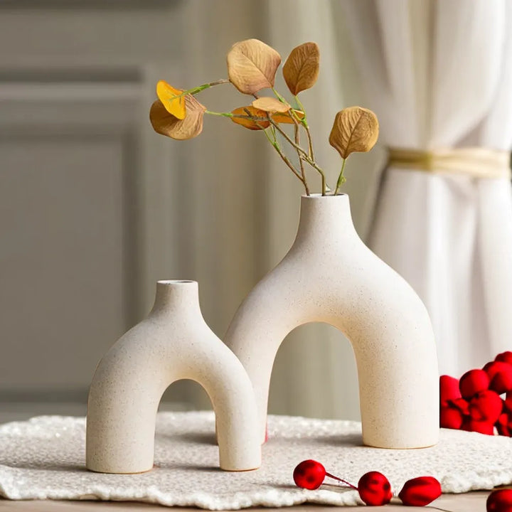 Jarrón de cerámica blanca sin esmaltar CAPIRON, arte moderno, hierba de pampa nórdica, maceta con flores secas frescas, estante para escritorio, mesa, decoración de oficina