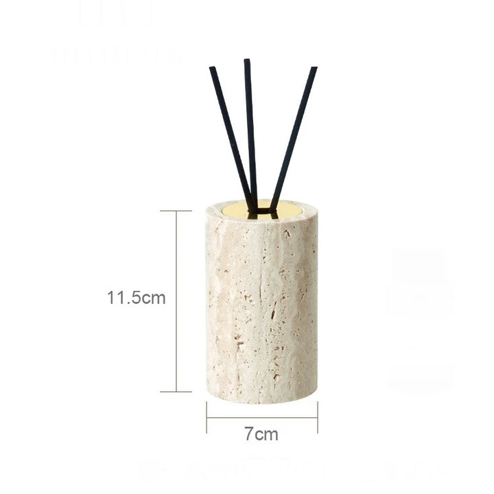 Beige Travertine Marble Bathroom Set – 9-Piece Natural Stone Accessories with Soap Dispenser, Diffuser, Tray & More