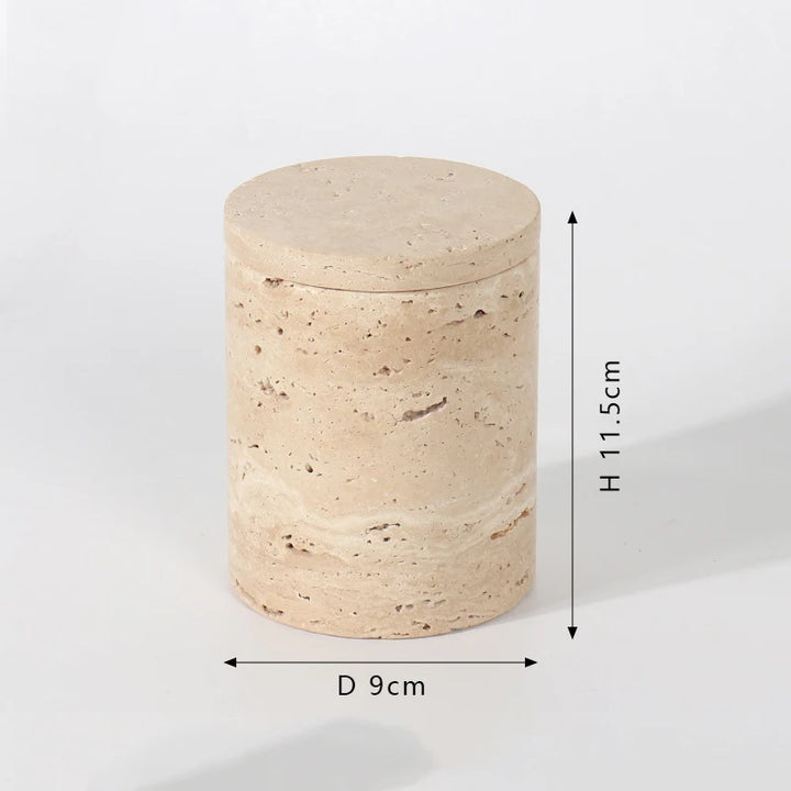 Natural Travertine Marble Storage Box – Decorative Bathroom Organizer for Jewelry, Cotton Swabs & Vanity Essentials