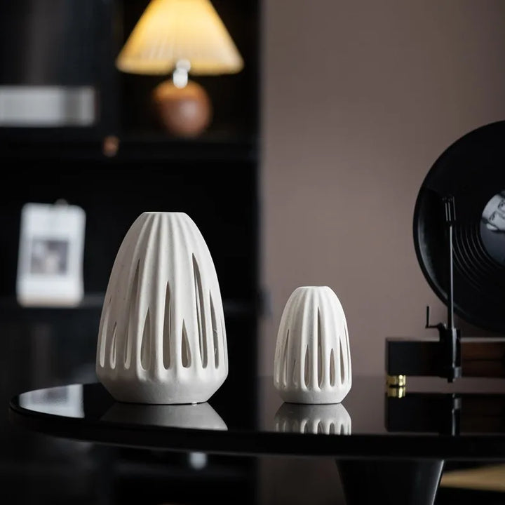 Nordic Ceramic Hollow Vase – Modern Centerpiece for Home & Office