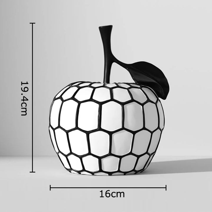 Black & White Stripe Fruit Statue – Modern Resin Decor