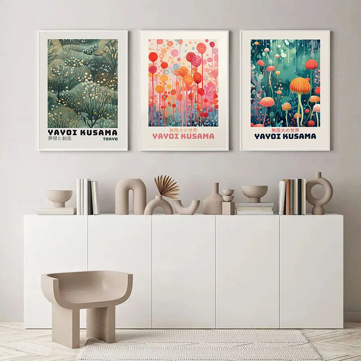 Yayoi Kusama Jellyfish Canvas – Colorful Nordic Wall Art