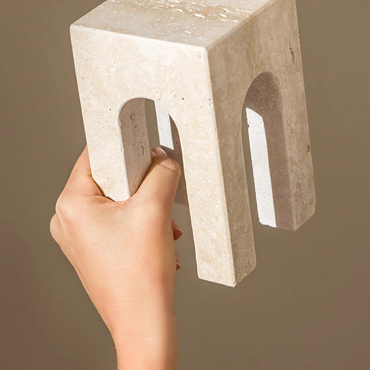 Minimalist Travertine Sculpture – Luxury Marble Home Décor