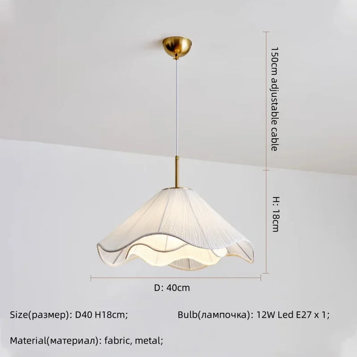 Nordic Fabric LED Chandelier – Modern White Pendant Light