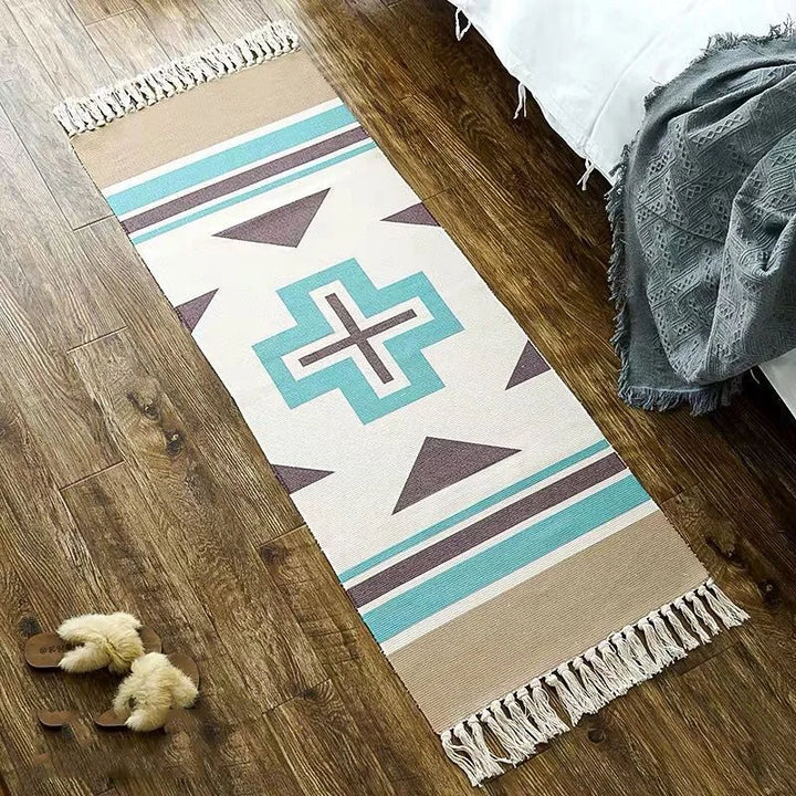 Nordic Moroccan Printed Carpet – Hand-Woven Cotton Rug