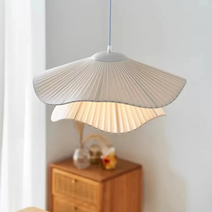 Nordic Fabric Pendant Light – White E27 LED Chandelier