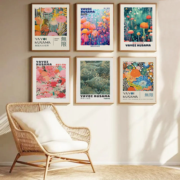 Yayoi Kusama Jellyfish Canvas – Colorful Nordic Wall Art