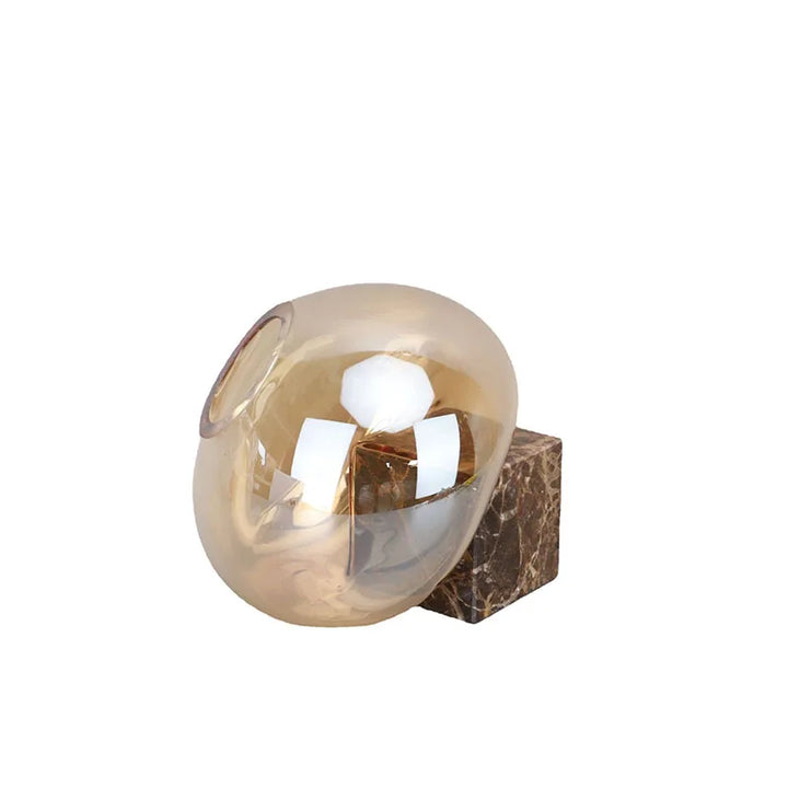 Brown Glass Vase with Marble Base – Modern Desk Flower Pot