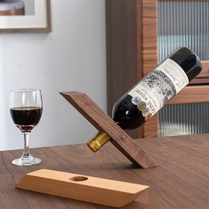 Wooden Slanted Wine Rack – Modern Minimalist Bottle Stand