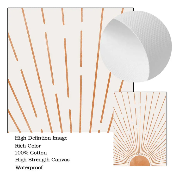 Lienzo bohemio de mediados de siglo con sol y luna: impresiones nórdicas abstractas para decoración moderna de sala de estar o dormitorio (juego de 3)
