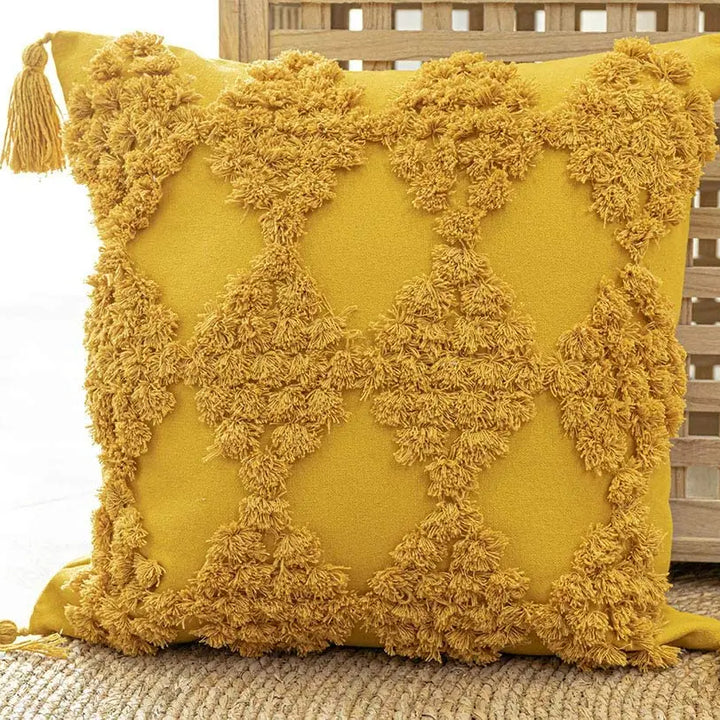 Boho Tufted Pillow Cover – Tassel Cotton Cushion Case