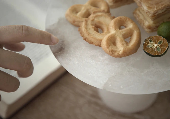 White Onyx Marble Cake Stand – Pedestal Dessert Tray