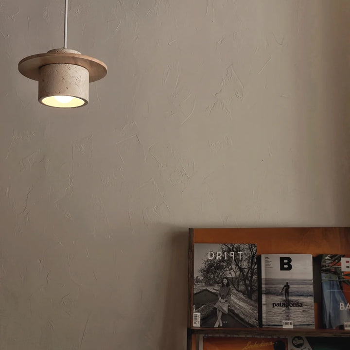 Japanese Minimalist Stone Pendant Light – LED Indoor Lamp