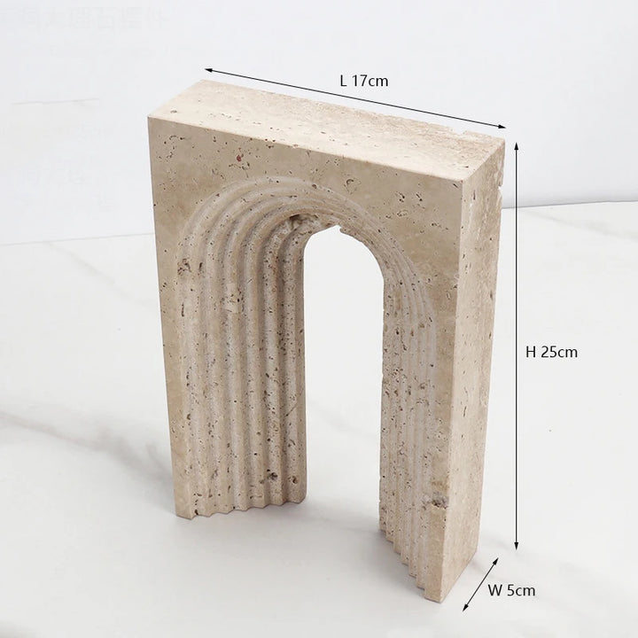 Minimalist Travertine Stone Sculpture – Luxury Natural Marble Ornament for Coffee Table, Shelf, Entryway, or Living Room Decor