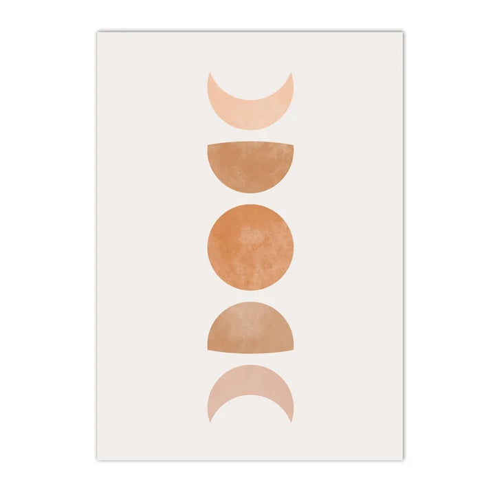Lienzo bohemio de mediados de siglo con sol y luna: impresiones nórdicas abstractas para decoración moderna de sala de estar o dormitorio (juego de 3)