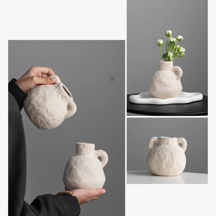 Mini Ceramic Bud Vase – Stone-Look Small Flower Pot Decor