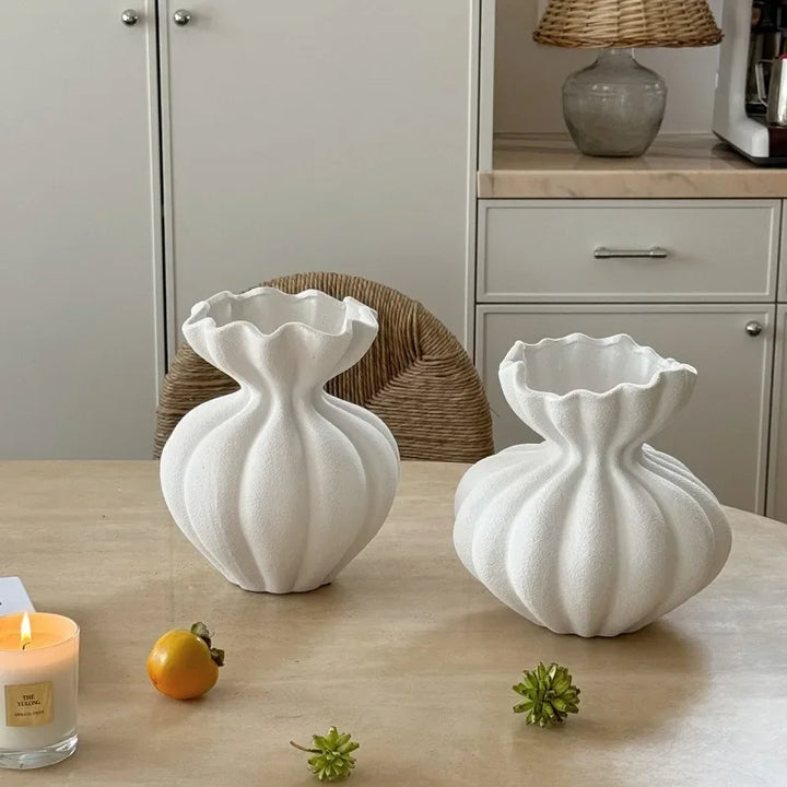 Handmade Folded Ceramic Vase – Modern Decorative Flower Pot for Tabletop & Home Decoration