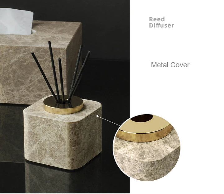 Emperador Marble Bathroom Set – Natural Stone Soap Dish & Tray