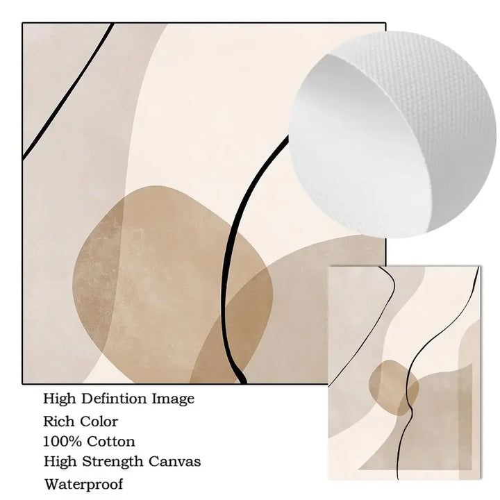 Abstract Beige Geometry Canvas – Modern Boho Wall Art