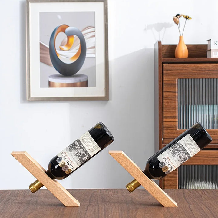 Wooden Slanted Wine Rack – Modern Minimalist Bottle Stand