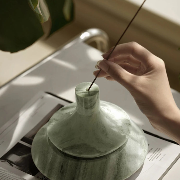 Vintage Travertine & Marble Stick Incense Holder
