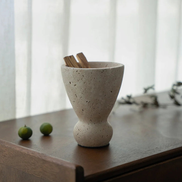 Vintage Travertine Incense Holder – Wood Palo Santo Burner