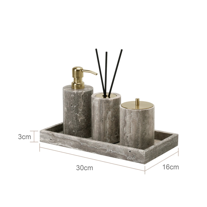 Grigio Travertine Bathroom Set – Natural Marble Accessories